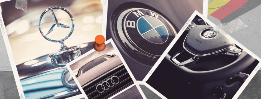 A collage of several german company car brands