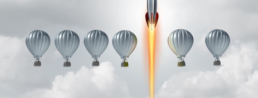 Baloons and a rocket for success in business